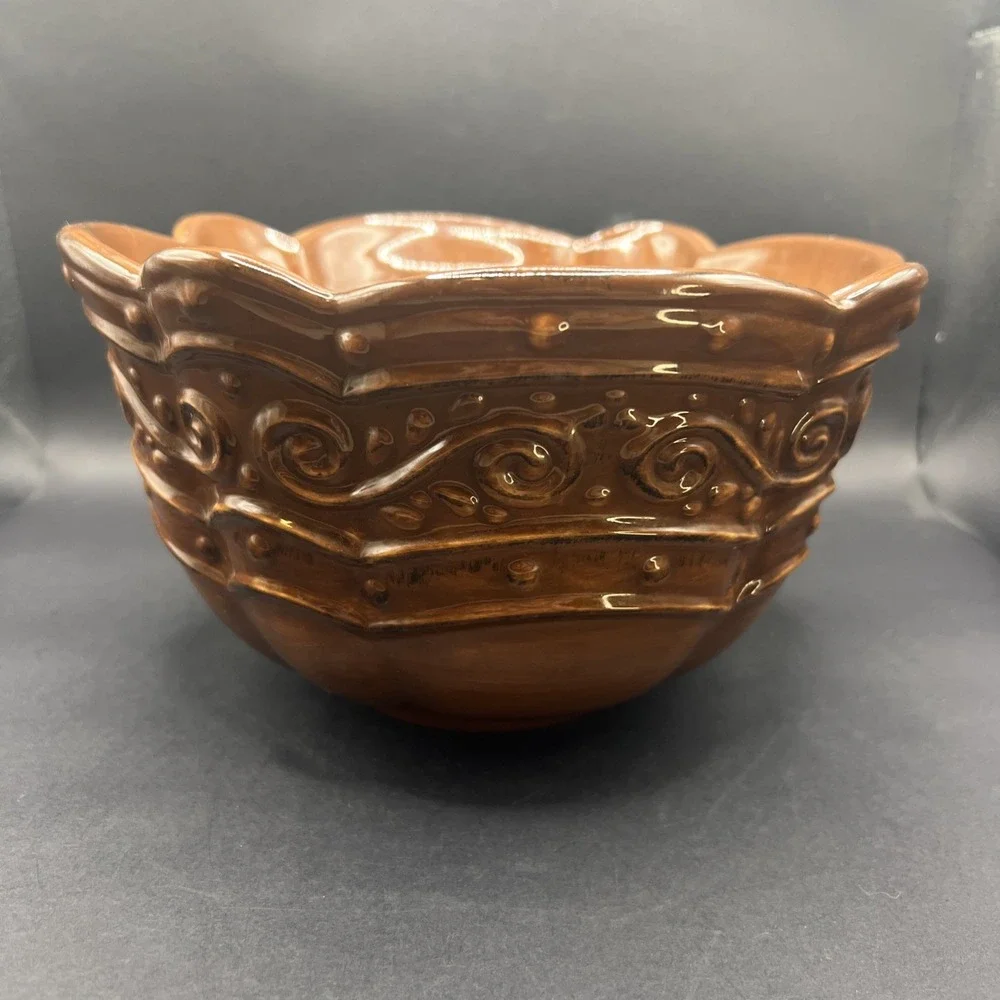 Celebrating Home Stoneware Collection Medium Bowl Brown Glaze Venetian Spice